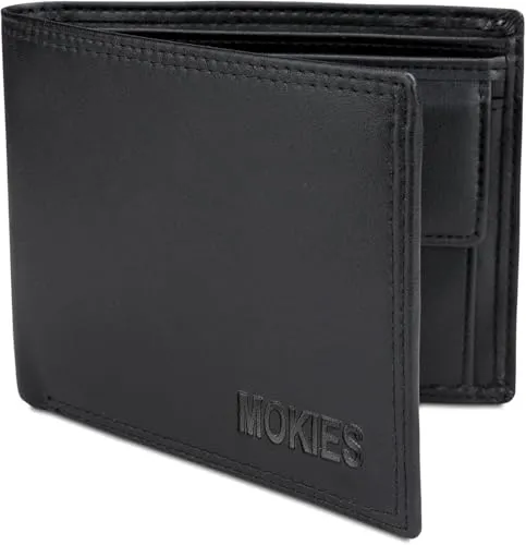 MOKIES Geldbörse Herren – RFID-Schutz – Slim & Flach – Hochwertige Herren-Geldbörse aus Echtleder (Schwarz)