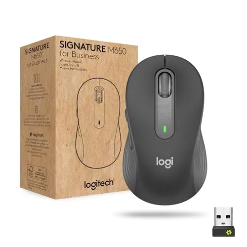 Logitech Signature M650 for Business kabellose Maus, für kleine und mittelgroße Hände, Logi Bolt, Bluetooth, SmartWheel - Grau