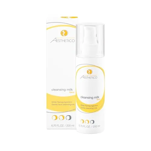 AESTHETICO cleansing milk, 200 ml - Milde, seifenfreie Reinigungsmilch für trockene und zu Neurodermitis neigende Haut, reinigt schonend ohne auszutrocknen, entfernt Augen-Make-up, mit Bisabolol