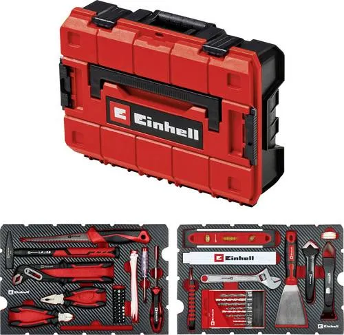 Einhell 78-tlg. Werkzeugkoffer Renovierung 370517 - Vielseitiger 78-teiliger Werkzeugkoffer für Renovierungen, mit präzisen Bohrern, einem robusten Schlosserhammer und praktischem Zubehör. Ideal für exakte Arbeiten in Haus und Wohnung, alles sicher verstaut im stabilen E-Case.