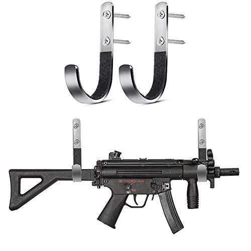 ACEXIER 1-Paar gepolsterte Pistole Wandhalterung J-Hook Rifle Shotgun Hochleistungs-Kleiderbügel Set Anti-Scratch Edelstahl Hard Gun Rack
