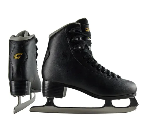Graf Eiskunstlauf Tango Schlittschuhe schwarz Senior 40 - Hochwertige Schlittschuhe mit verstärktem Schaft aus synthetischem Leder, ideal für Komfort und Atmungsaktivität beim Eiskunstlauf.
