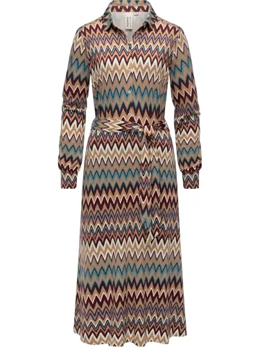 Ragwear Damen Langarm Kleid Plantee Print Sand26 Gr. M