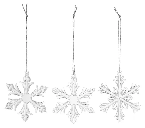 Schneeflocke 3er Set Glas Höhe 9,5cm Breite 3,5cm