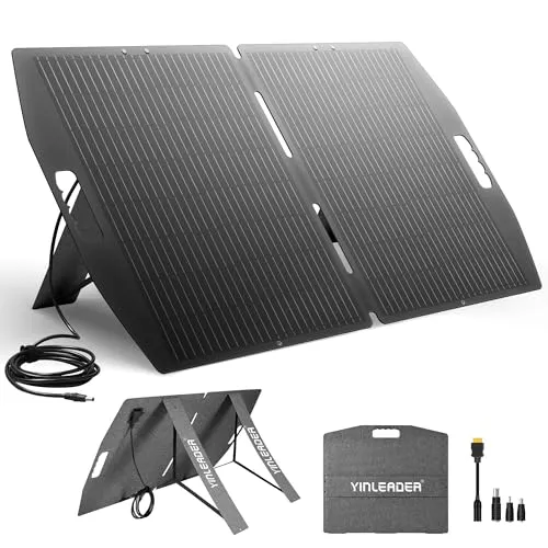Yinleader 100W Faltbares Solarpanel Monokristallin 22,5% Effizienz, IP65 Wasserdicht Tragbares Solarmodul mit 4 Anschlüssen (DC7909/XT60), für Camping Wohnmobil Powerstation