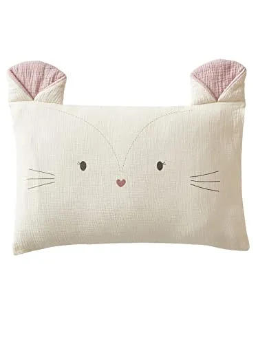 Vertbaudet Babyschlafsack aus Baumwollgaze, Weiß, Tierdruck, 40x60 cm, Kissenbezug