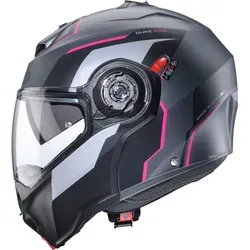 Caberg Duke Evo Move Klapphelm - Matt Grau/Schwarz/Pink - XS - Motorradhelm mit ECE 22.06 Zertifizierung, innovativem Double Visor Tech System und Bluetooth-Kompatibilität für perfekte Kommunikation unterwegs.
