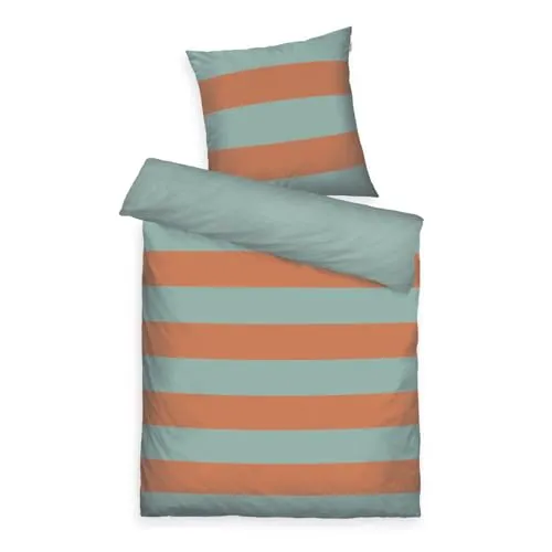 TOM TAILOR Renforcé-Bettwäsche BOLD STRIPES - Bettwäsche-Set aus 100% Baumwolle mit Wendemotiv in Orange und Türkis, pflegeleicht und hautfreundlich, ideal für frische Akzente im Schlafzimmer.