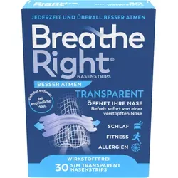 BESSER Atmen Breathe Right Nasenpflaster, normal transparent 30 St - Medikamente bei Erkältung, erleichtert das Atmen durch Verengung der Nasenwege für besseren Schlaf und Wohlbefinden.