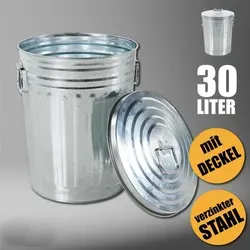 30L Oskartonne Aschetonne mit Deckel – Langlebiger Abfalleimer aus Metall - Haushaltszubehör: Robuste 30L Mülleimer mit abnehmbarem Druckdeckel, ideal für alle Zimmer und sorgt für eine saubere Umgebung.