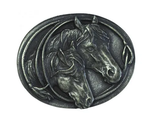 BELTINGER Gürtelschnalle Zwei Pferdeköpfe 4,0 cm in silber von BELTINGER