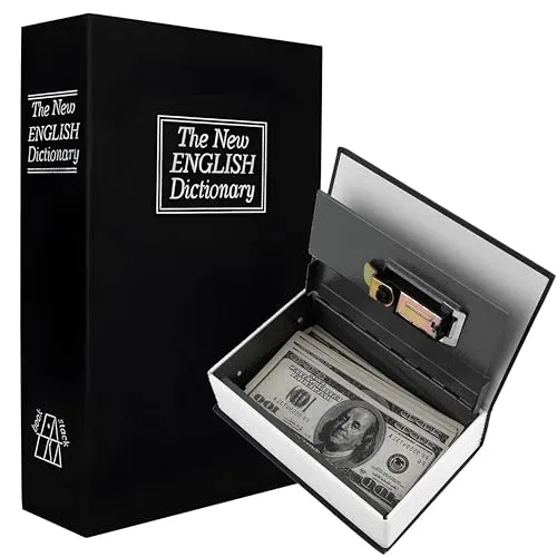 Retoo Buchtresor - Buchattrappe Tresor mit Schlüssel - Safes und Aufbewahrung, ideal für die sichere Aufbewahrung von Bargeld, Schmuck und Dokumenten. Mit zwei Schlüsseln für zusätzlichen Schutz und im stilvollen Buchdesign.