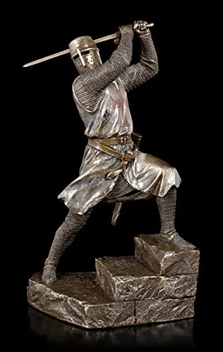 Unbekannt Tempelritter Figur schwingt Zweihänder Schwert | Templer, Dekofigur, bronziert & coloriert, Serie: Studio Collection, H 29,5 cm