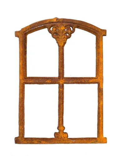 Aubaho Dekoobjekt Nostalgie Stallfenster 34x47cm - Fliegengitter, antikes Gusseisen-Fenster mit historischem Charme, ideal für rustikale Dekoration. Maße: 34 x 47 x 4 cm, Gewicht: 3,7 kg.