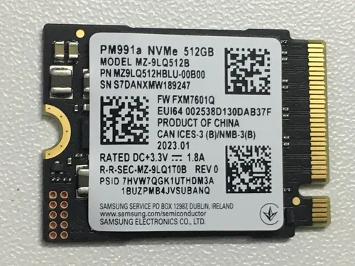 SAMSUNG PM991a 512GB SSD M.2 2230 NVMe PCIe For surface Laptop Steam Deck PC CFe