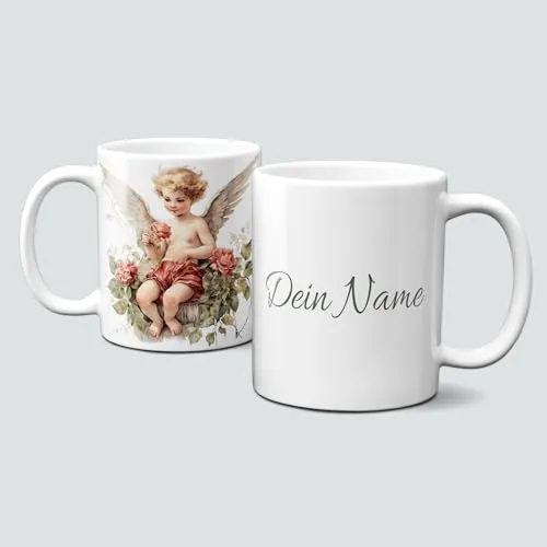 online-hut - Tasse - Kaffeebecher - Valentinstag - Liebe - Love - Valentine - Romantic - Vintage Cupid - Armor - Angel - Engel - Personalisiert - Geschenkidee - LT-979