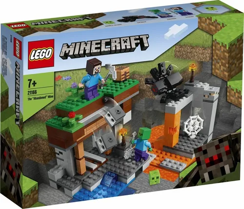 LEGO Minecraft Die verlassene Mine Bauset 21166 - Spannendes Minenabenteuer mit Steve, Zombie, Spinne und Schleim, fördert kreatives Spiel ab 7 Jahren