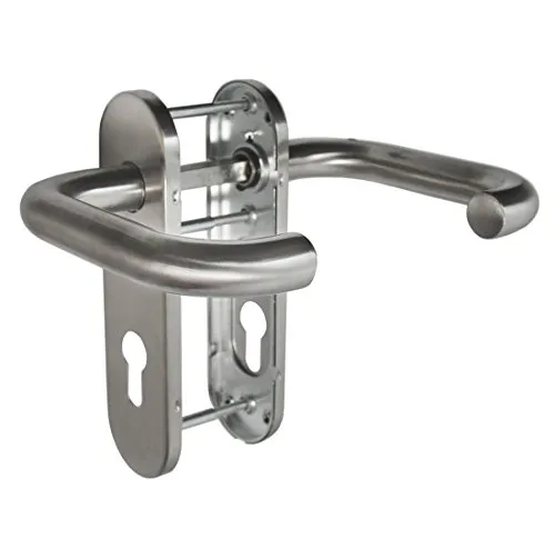 Edelstahl Feuerschutz Türbeschlag FS-1024 KS PZ 72 mm Dr/Dr U Form - Robuster Feuerschutzbeschlag für Türen mit DIN 18273 Standard, ideal für sichere Anwendungen. Perfekt für Schlossmaße von 72 mm und ein elegantes Design.