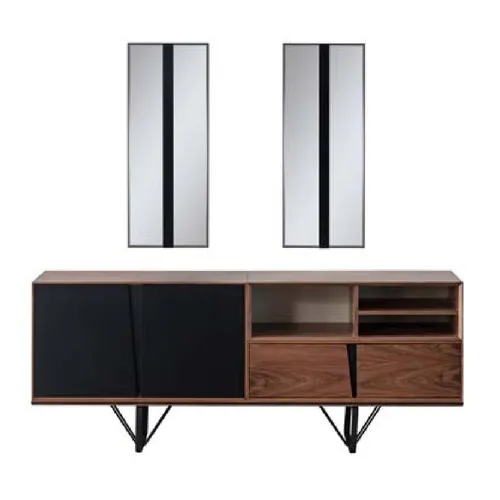 Elegante Holzkommode im Art déco Stil - Vielseitige Anrichte für Esszimmer und Flur, gefertigt aus hochwertigem Holzfurnier, bietet viel Stauraum und ist einfach zu montieren. Maße: 200 x 43 x 80 cm.