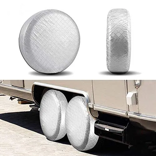 YBB Reifentaschen,RV Reifenschutzhülle,Universal Sonnenschutz Reifen Abdeckungen, 4 Stück Wasserdicht Aluminium-Film Reifentasche für Auto RV, Passend für mit 33-35 Zoll Durchmesser…