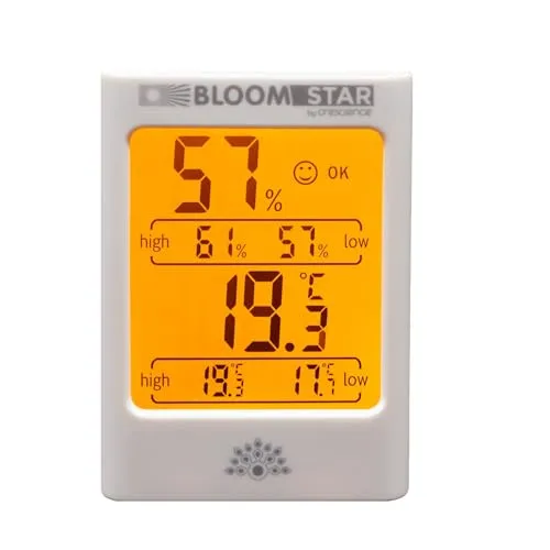Bloomstar by Crescience Horti Pro Thermo-Hygrometer für Pflanzen, Temperatur- und Feuchtigkeitsmesser, Indoor-Garten Überwachung, LCD Hygrometer, Präzise Feuchtigkeitsmessung, Pflanzenpflege Zubehör