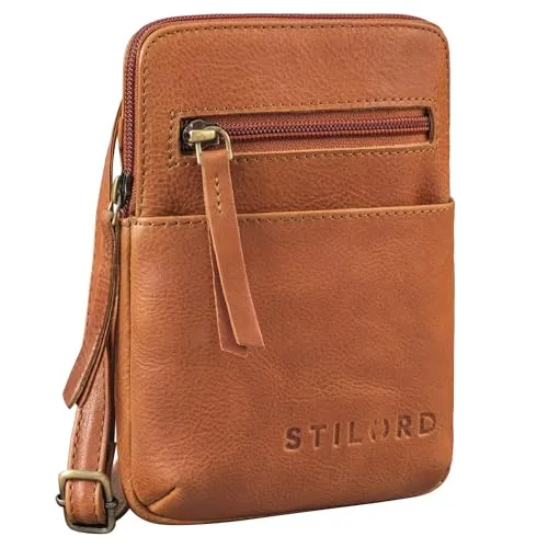 STILORD 'Indie' Brustbeutel - Vintage Leder Umhängetasche für Damen und Herren - Sportliche kleine Umhängetasche aus echtem Leder, ideal für Festivals und Reisen. Mit nur 175g ultraleicht und sicher für Smartphone, Schlüssel und Geld.