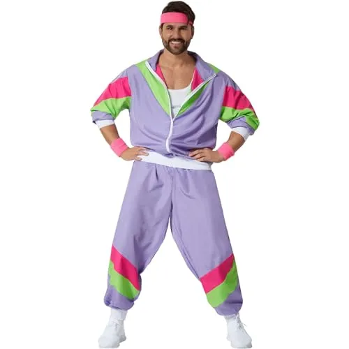 tectake® Herrenkostüm Retro 80er 90er Jahre Jogginganzug - Kostüme für Fasching, ideal für 80er und 90er Jahre Partys, macht Dich zum absoluten Highlight mit seinem klassischen Retro-Stil.