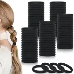 obeoby 100 Stück schwarze nahtlose Haargummis 3,8 cm - Praktisches Set mit 100 nahtlosen Haargummis, ideal für alle Haartypen. Dehnbar und ohne Haarschäden, perfekt für Büro, Sport und Freizeit. Ein Must-Have für stilbewusste Frauen und Männer!