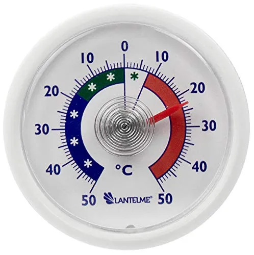 Lantelme Kühlschrankthermometer Selbstklebend Temperaturanzeige + - 50°C | Deutsche Herstellung | Analog Thermometer zur Lebensmittelkontrolle in Kühlschrank Gefrierschrank Kühltheke