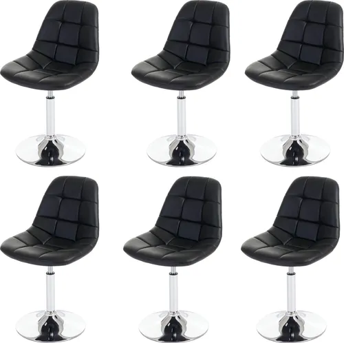 CHEFGASTRO Esszimmerstuhl 6er-Set – Schwarz, Kunstleder, drehbar
