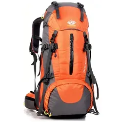 Wanderrucksack 50L Trekkingrucksack Wasserdicht, Reisetasche Ultralight mit Regenhülle Orange - Orange