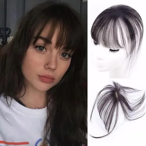 FFWTPY Natürliche Pony Haarteil Clip Topper Haarverlängerung Echthaar Optik Haarersatz Volumenverstärker