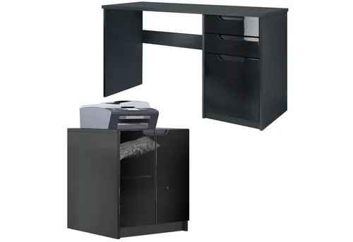 Vladon Aktenschrank Paris - Modernes Büromöbel-Set in Schwarz - Die Büroserie Paris bietet elegantes Design und Funktionalität für das Home-Office oder den professionellen Einsatz. Robust und stilvoll, mit Softclose-Türen und hochwertiger Verarbeitung für den täglichen Gebrauch.