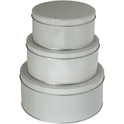 Geb‰ckdose 3er Set rund Grau Weihnachten Pl‰tzchen Geb‰ck Metall Dose