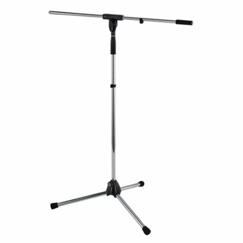 K&M 210/6 Chrome Mikrofonstativ - Verchromtes Mikrofonstativ mit Vierkant-Schwenkgelenk und umklappbaren Füßen, ideal für flexible Nutzung im Studio oder auf der Bühne.