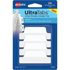 AVERY Zweckform UltraTabs Schmal Haftmarker weiß 24 Blatt von Avery Zweckform