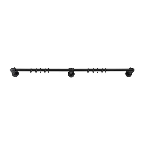 Ondeco Gardinenstange Industrie ausziehbar - Schwarz 120-210 cm - Gardinenstangen - Hochwertige, ausziehbare 1-läufige Gardinenstange im industriellen Design, ideal für Verdunkelungsvorhänge und einfach zu montieren.