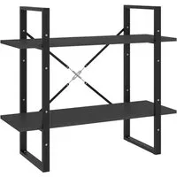 Bücherregal 2 Fächer Grau 80x30x70 cm - Regale & Aufbewahrung, modernes Design aus Holzwerkstoff mit 2 offenen Fächern für stilvolle Präsentation von Büchern und Deko im Wohnzimmer.