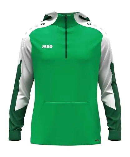 JAKO Unisex Zip Hoodie Dynamic - 6770 in grün/weiß/dunkelgrün, Größe: 3XL - Sportjacke aus 100 % recyceltem Polyester mit Kapuze und kontrastierenden Ärmeln, ideal für umweltbewusste Sportler.