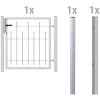 Metallzaun Einzeltor-Set Madrid - Verzinkt zum Einbetonieren 100x100 cm - Gartenzäune: Stilvolles und langlebiges Zaunset mit feuerverzinktem Stahl, ideal für einfache Selbstmontage und individuelle Gestaltungsmöglichkeiten.