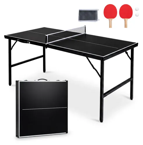 COSTWAY Mini Tischtennisplatte klappbar – Tischtennistisch für drinnen & draußen