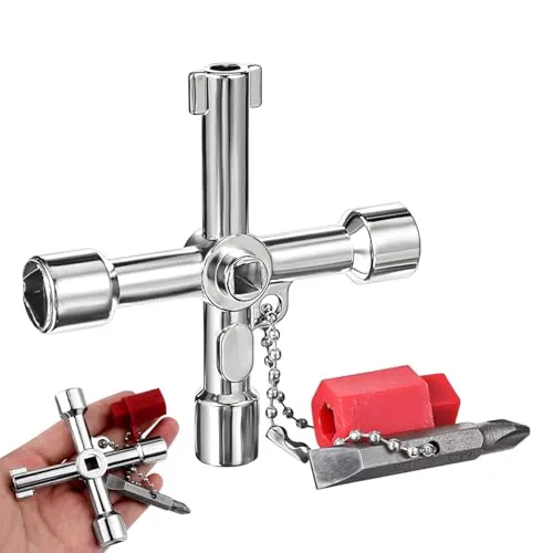 Vierkantschlüssel,4 Kant Schlüssel,Kreuzschlüssel Universal,Schaltschrankschlüssel Quadratischer,Dreikantschlüssel Mülltonne,Dreikantschlüssel für Absperrpfosten Wasserhahn Hydranten und Kamintür