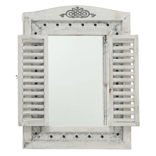 Spiegel Landhaus Shabby Chic Weiß Fenster mit Läden 55x3x73H