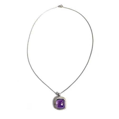 XEN Anhänger mit Kette Amethyst Cushion-Cabochon 45 cm 925 Silber (45 cm)