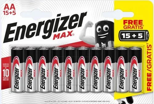 Energizer Alkaline Max Batterie Mignon AA 1,5 V, 15 + 5 Pack Batterie
