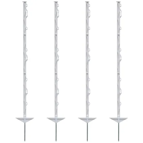 VOSS.farming 60x Farm 105 Weidezaunpfähle, Zaunpfosten, 8 Ösen für Litze, Seil, Band, Doppeltritt, verzinkter Stahlnagel, Höhe 105cm, weiß