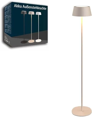 Northpoint Akku LED Stehleuchte dimmbar kabellos höhenverstellbar 120cm beige - Elegante, kabellose Stehleuchte für Innen und Außen. Stufenlos dimmbar per Touchsensor und höhenverstellbar bis 120 cm – ideal für jeden Anlass und Raum. Robustes Design für Garten, Balkon oder Wohnzimmer.