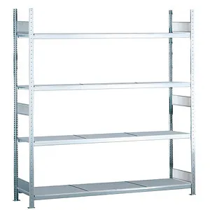 Schulte Weitspannregal 15606, 400kg Fachlast, silber - Komplettregal mit Stahlboden, bietet 4 höhenverstellbare Metallböden mit 400 kg Fachlast, ideal für Lager und Werkstätten. Schneller Aufbau durch Stecksystem, Made in Germany.