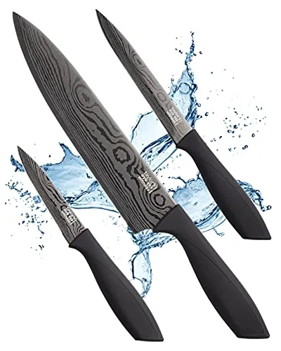 Küchenmesser-Set, Damast, 9 cm, Schälmesser, 13 cm, 20 cm, Grau