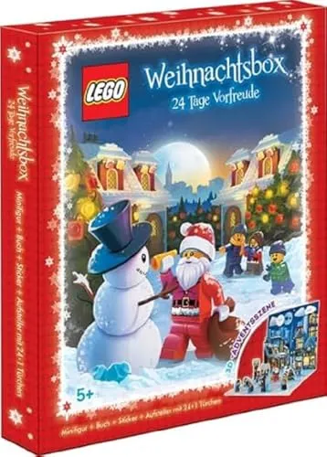 LEGO® Weihnachtsbox – 24 Tage Vorfreude: Minifigur + Buch + Sticker + Adventskalender